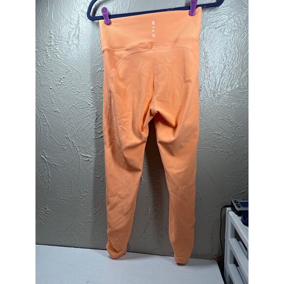 NWT Wilo The Label Ribbed High Rise Ruched Leggings Peach Activewear Size Large - Picture 2 of 5